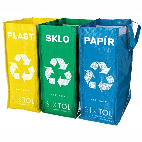 Sada Sixtol tašky na tříděný odpad Sort Easy 3 Slim, 18 x 30 x 40 cm, 3 x 22 l, 3 ks