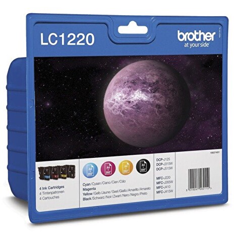 BROTHER INK LC-1220 VAL (inkoust černý/azurový/purpurový/žlutý, str.300) blister multipack černý + 3 barvy,pro DCPJ925DW