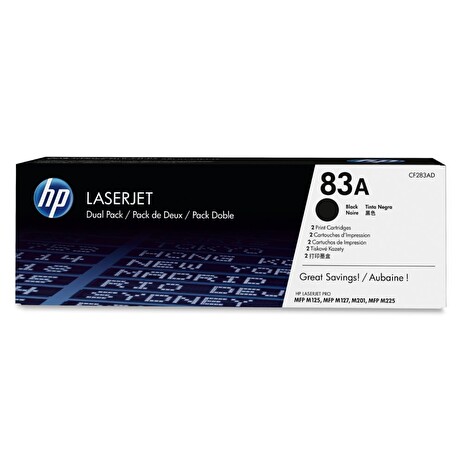 HP CF283AD - toner černý NO. 83 pro HP LaserJet PRO MFP M125, 2x1.500 str.