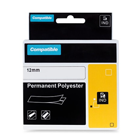 PRINTLINE kompatibilní páska s DYMO 622289, 12mm, 5.5m, černý tisk/průhl podklad, RHINO, polyesterová