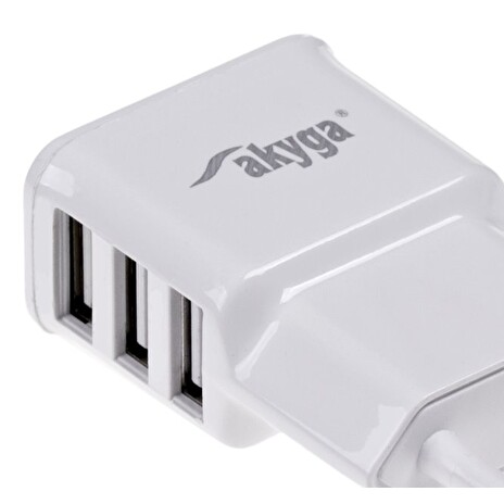 TRX Akyga USB nabíječka 220V/ 5V/ 3.1A/ 3x USB/ bílá