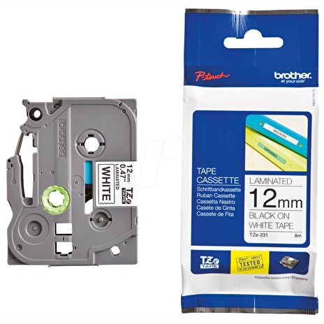 BROTHER TZE231 - kazeta TZ šířky 12mm, laminovaná TZE-231, bílá / černá