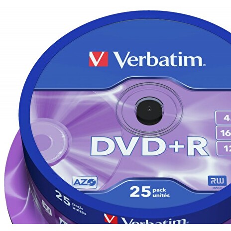 Verbatim DVD+R 4,7GB 16x, 25ks - média, AZO, spindle