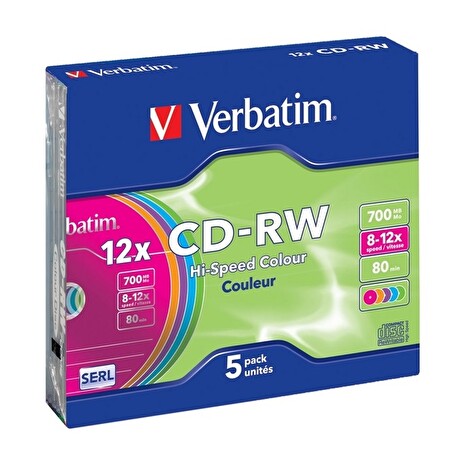 Verbatim CD-RW [ slim jewel case 5 | 700MB | 12x | Colour ]
