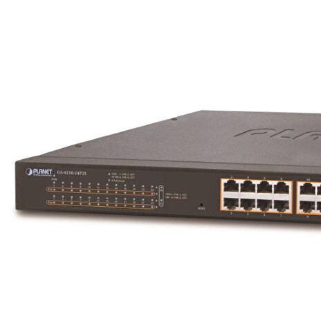 PLANET GS-4210-24P2S Switch 24 x 10/100/1000 PoE+ + 2x 100/1000 SFP, 300W, WebSmart/SNMP, kov, rack