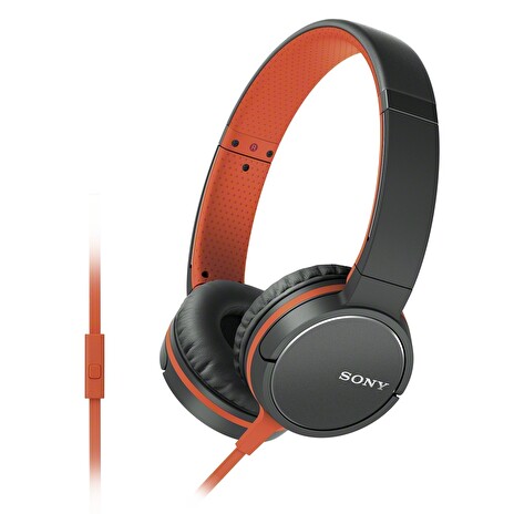 SONY headset náhlavní MDR-ZX660APD/ sluchátka drátová + mikrofon/ 3,5mm jack/ citlivost 104 dB/mW/ oranžová
