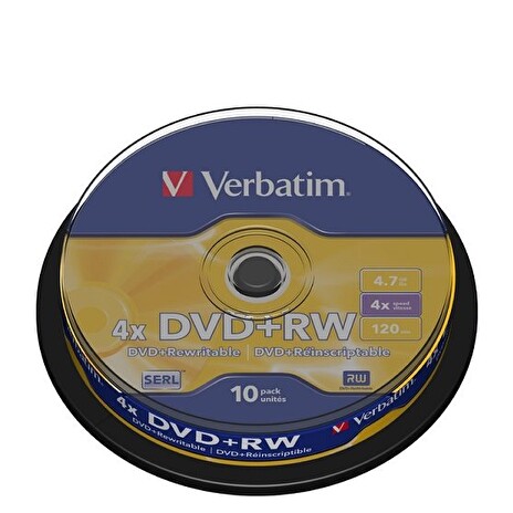 VERBATIM DVD+RW 4,7GB/ 4x/ 10pack/ spindle