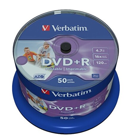 VERBATIM DVD+R 4,7GB/ 16x/ printable Non ID/ 50pack/ spindle