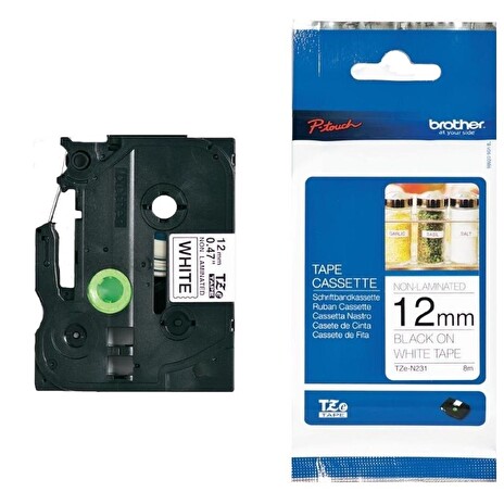 BROTHER TZEN231 - kazeta TZ šířky 12mm, nelaminovaná TZE-N231, bílá / černá