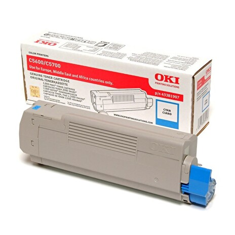 OKI originál tonerová kazeta 43381907/ C5600/ C5700/ 2000 stran/ azurová