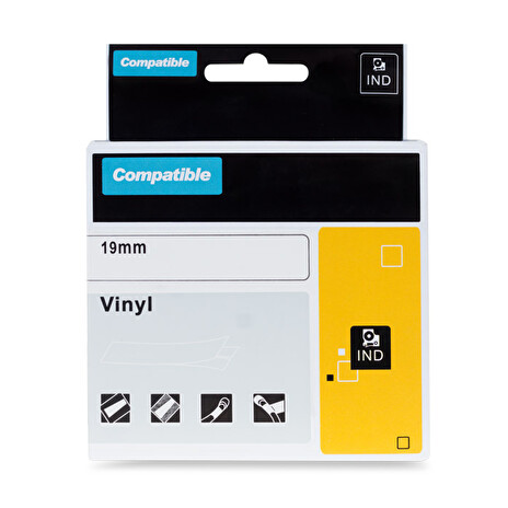 PRINTLINE kompatibilní páska s DYMO 18444, 12mm, 5.5m, černý tisk/bílý podklad, RHINO, vinylová