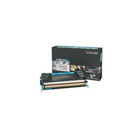 Lexmark C736, X736, X738 Cyan High Yield Return Program Toner Cartridge, 10K