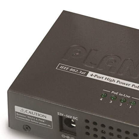 PLANET HPOE-460 PoE injektor, 4x 1Gbps PoE 802.3at 30/120 W