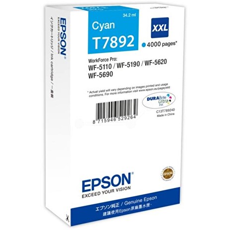 Epson inkoustová náplň/ C13T789240/ WF-5620/ WF-5690/ XXL/ azurová