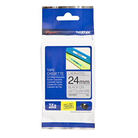 BROTHER TZEM951 - kazeta TZ šířky 24mm, laminovaná TZE-M951, stříbrná matná / černá