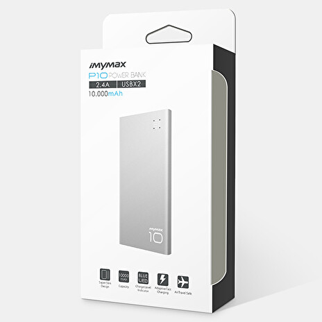 iMyMax P10 Power Bank 10.000mAh, Silver