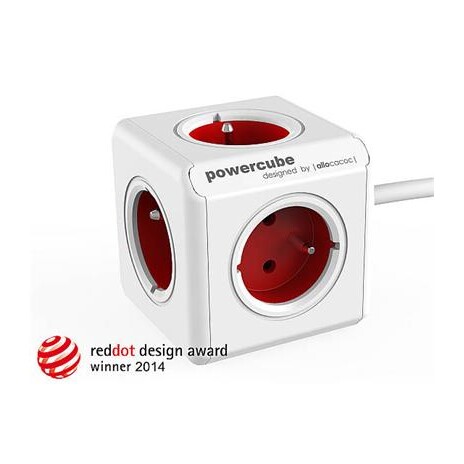 Zásuvka prodlužovací PowerCube EXTENDED 5-ti rozbočka, kabel 3m, Red