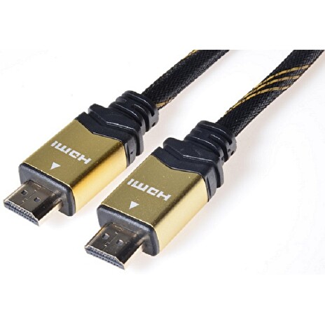 PREMIUMCORD Gold HDMI High Speed + Ethernet kabel (v1.4), opletený, zlacené konektory, 2m