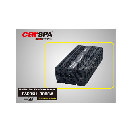 Měnič napětí Carspa CAR3KU-12 12V/230V+USB 3000W, modifikovaná sinus