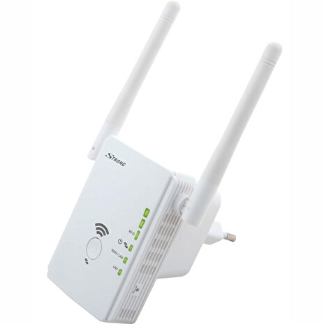 STRONG univerzální opakovač 300/ Wi-Fi standard 802.11n/ 300 Mbit/s/ 2,4GHz/ 2x LAN/ bílý