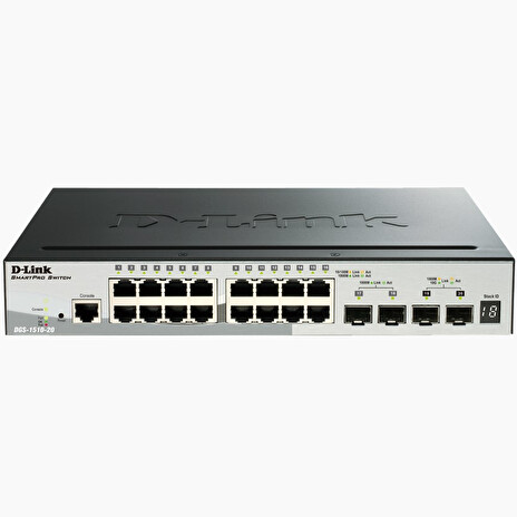 D-Link DGS-1510-20 20-Port Gigabit Stackable SmartPro Switch including 2 SFP ports and 2 x 10G SFP+ ports- 16 x 10/10