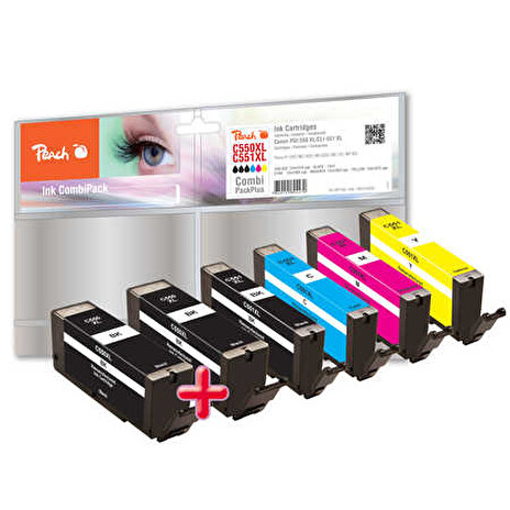 Inkoust Peach PGI-550Bk, CLI-551Bk, C, M, Y XL Combi Pack Plus kompatibilní barevné+černý PI100-168 pro Canon Pixma MG54