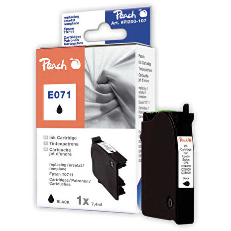 Inkoust Peach T0711, T0891 kompatibilní černý PI200-107 pro Epson Stylus D78 (270str./5%, 8,1ml)