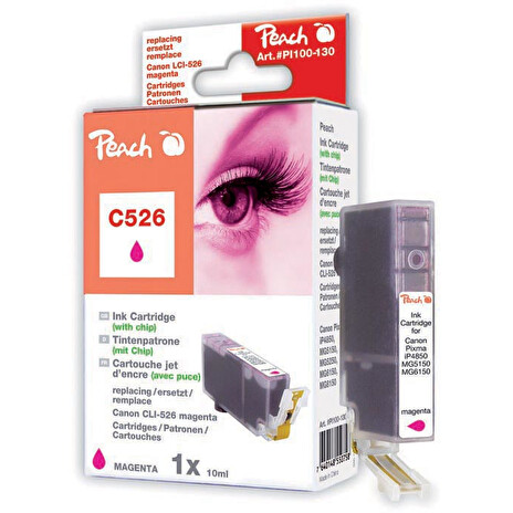 Inkoust Peach CLI-526M kompatibilní purpurová PI100-130 pro Canon Pixma iP4850, IP4950, MG5150 (795str./5%,10ml)