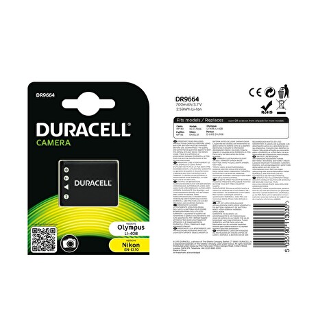 Baterie Duracell Olympus LI-40B, LI-42B, Nikon EN-EL10, Fujifilm NP-45 Li-Ion 3.7V 630mAh - neoriginální