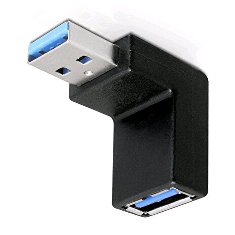 DeLock adaptér USB 3.0 samec - USB 3.0 samice pod úhelem 90° vertikálně