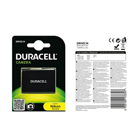DURACELL Baterie - DRNEL14 pro Nikon EN-EL14, černá, 950 mAh, 7.4 V
