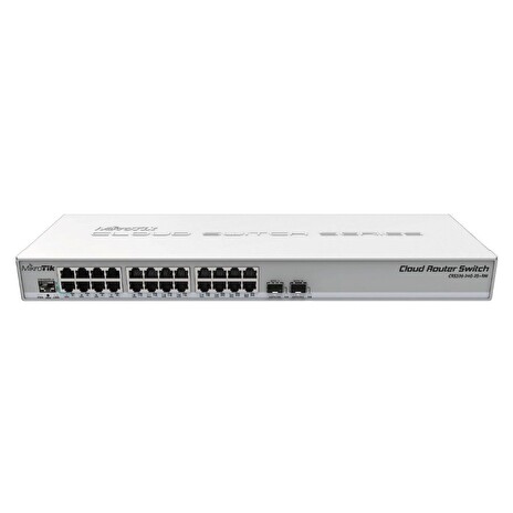 MikroTik Cloud Router Switch CRS326-24G-2S+RM, 800MHz CPU, 512MB, 24x GbE, 2xSFP+cage, ROS L5, PSU,1U Rackmount