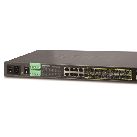 PLANET MGSW-24160F Metro Switch 16x 100/1000 SFP + 8x 10/100/1000 RJ45, Management, duální napájení, DI/DO, -10~+60