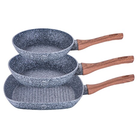 Sada Berlingerhaus BH-1215 Forest Line pánví s mramorovým povrchem 3 ks 20 cm / 24 cm / gril 28 cm