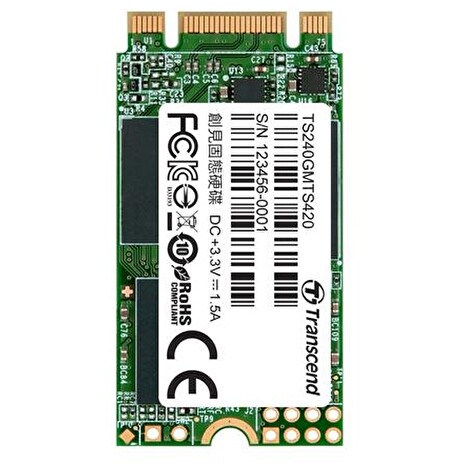 TRANSCEND MTS420S 240GB SSD disk M.2 2242, SATA III (3D TLC), 500MB/s R, 430MB/s W