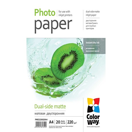 COLORWAY fotopapír/ oboustranný/ matte 220g/m2, A4/ 20 kusů