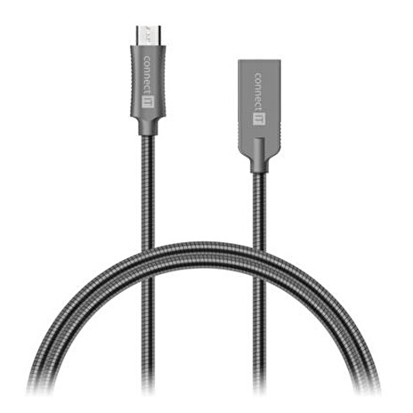 CONNECT IT Wirez Steel Knight Micro USB - USB, metallic anthracite, 2,1 A , 1 m