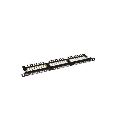 19" patch panel Solarix 24xRJ45 CAT6 UTP s vyvazovací lištou černý 0,5U SX24HD-6-UTP-BK