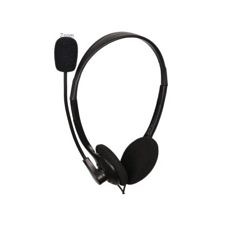 Sluchátka s mik C-tech MHS-123 - Sluchátka s mikrofonem stereo, pohyblivý mikrofon, ovládání pro hlasitost, černá