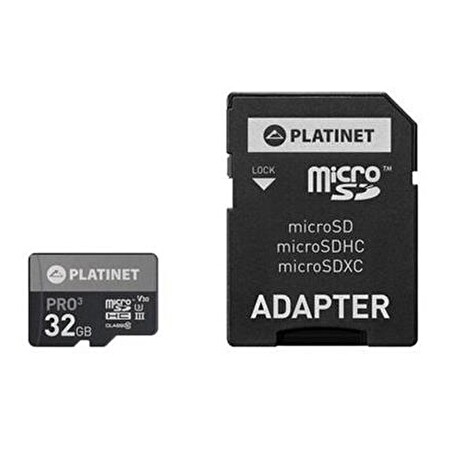 PLATINET microSDHC SECURE DIGITAL + ADAPTER SD 32GB class10 UIII 90MB/s [44003]