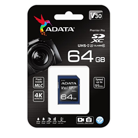 ADATA SDXC 64GB UHS-I U3 V30S 95/60MB/s