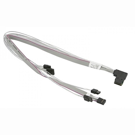 Supermicro Internal Right Angle MiniSAS SFF-8087 to 4 SATA 52/42/41/51cm with Sideband 52cm Cable (CBL-SAST-0654)