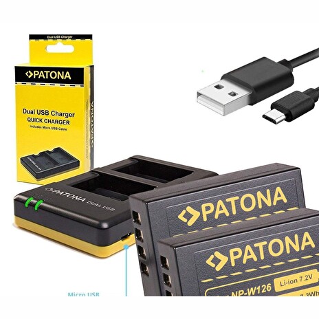 PATONA nabíječka Foto Dual Quick Fuji NP-W126 + 2x baterie 1020mAh USB