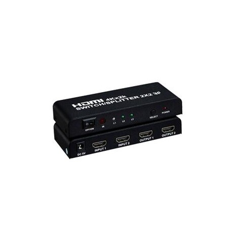 PremiumCord HDMI switch 2:2, 3D,1080p,dálkové ovl.