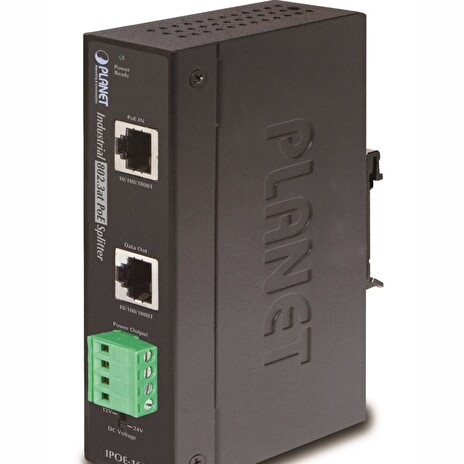 IPOE-162S, PoE splitter, IEEE802.3at, výstup 12V/24V DC, DIN, IP30, -40~75 st.C
