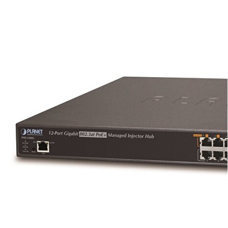 Planet POE-1200G(v2) PoE injektor 12x 1Gb, 802.3at 30/220W, PING watchdog+scheduler