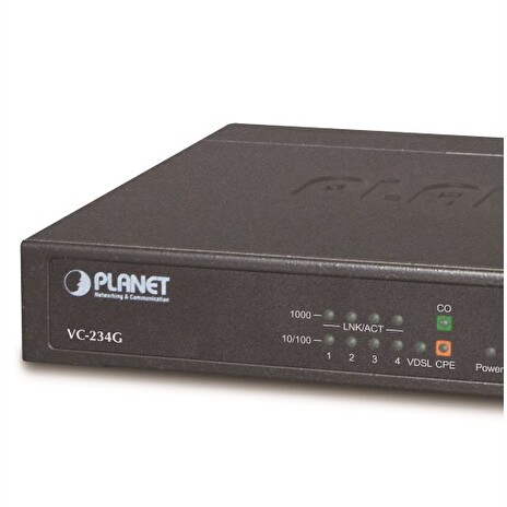 Planet VC-234G, Ethernet VDSL2 konvertor, 4x 1000Base-T, master/slave, profil 30a, G.993.5 Vectoring, G.INP