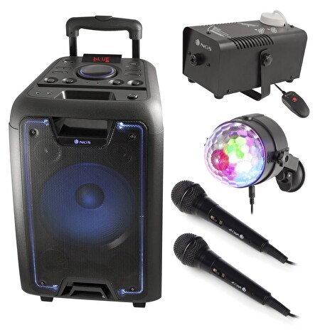 NGS MEGA PÁRTY BOX/ BT repro/ 120W/ LED koule/ 2x Mikrofon/ Přístroj na mlhu