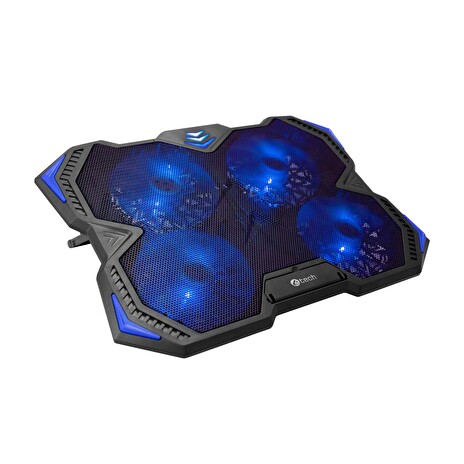 Chladící podložka C-TECH Zefyros (GCP-01B), casual gaming, 17,3", modré podsvícení, regulace otáček