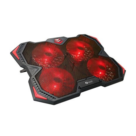 Chladící podložka C-TECH Zefyros (GCP-01R), casual gaming, 17,3", červené podsvícení, regulace otáče